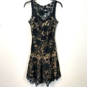SUE WONG Nocturne Women’s Lace Embroidered Beaded Fit & Flare Cocktail Dress 0
